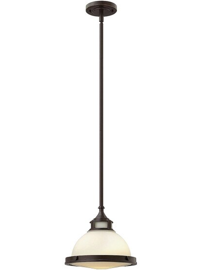 Amelia Stem Pendant With Etched Opal Glass Shade in Buckeye Bronze
